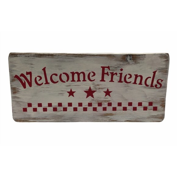 Welcome Friends Handmade in USA Wooden Sign - Picture 6 of 6